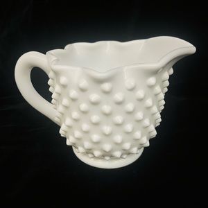 COPY - Vintage Fenton hobnail milk glass creamer